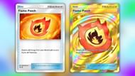 All Flame Patch variants from the Pokemon TCG Pocket Mega Rising set (Image via The Pokemon Company)